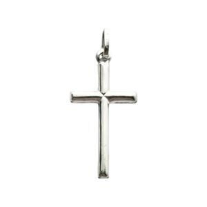 Vintage Italian 925 Sterling Silver Simple Modern Hollow Tube Cross Pendant 35mm